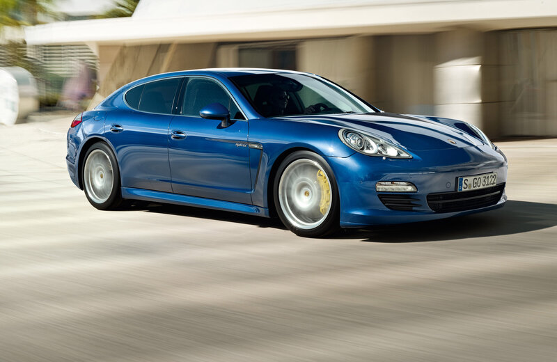 Blue Porsche Panamera — Dynamic, Afternoon