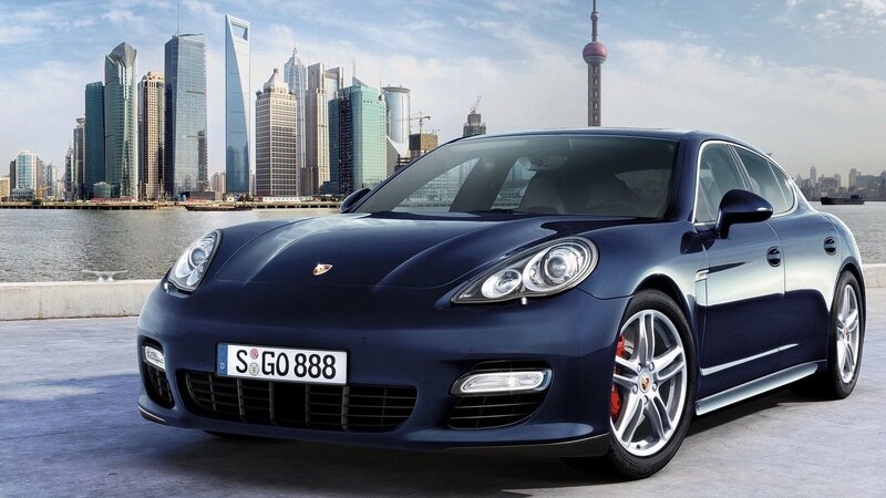 Blue Porsche Panamera — Modern