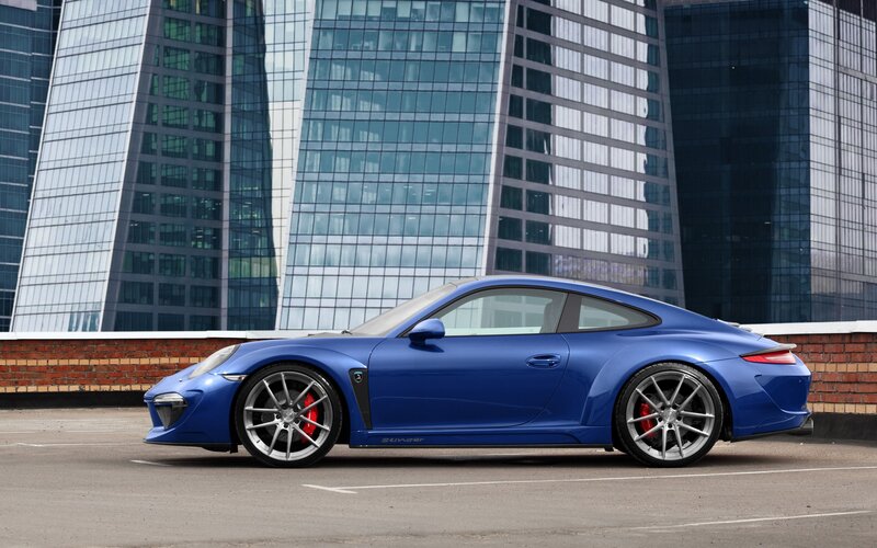 Blue Porsche sports car