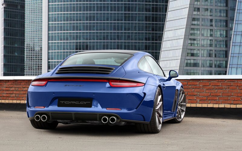 Blue Porsche sports car