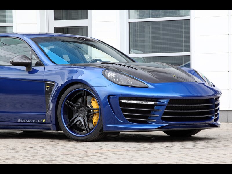 Blue Porsche sports car