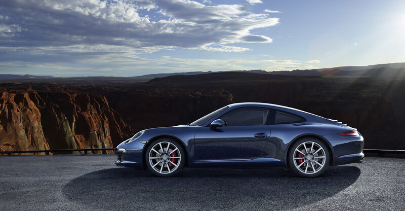 Blue Porsche Sports Car — Dramatic