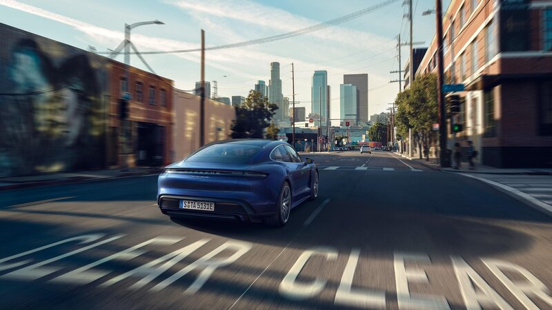 Blue Porsche Taycan