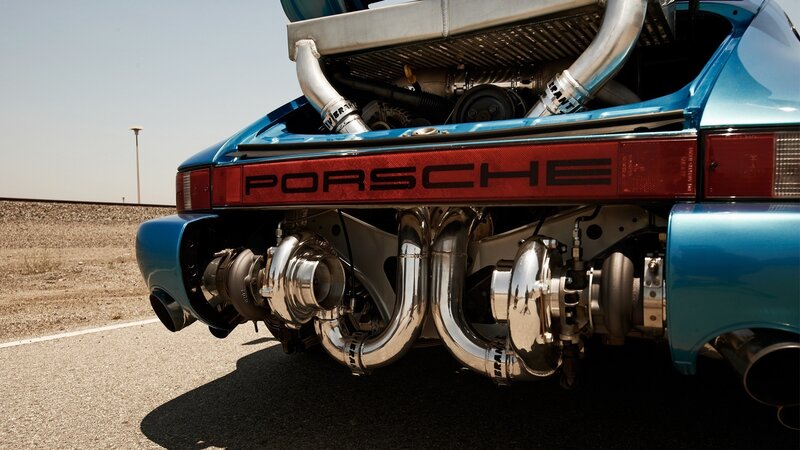 Blue Porsche with Exposed Engine