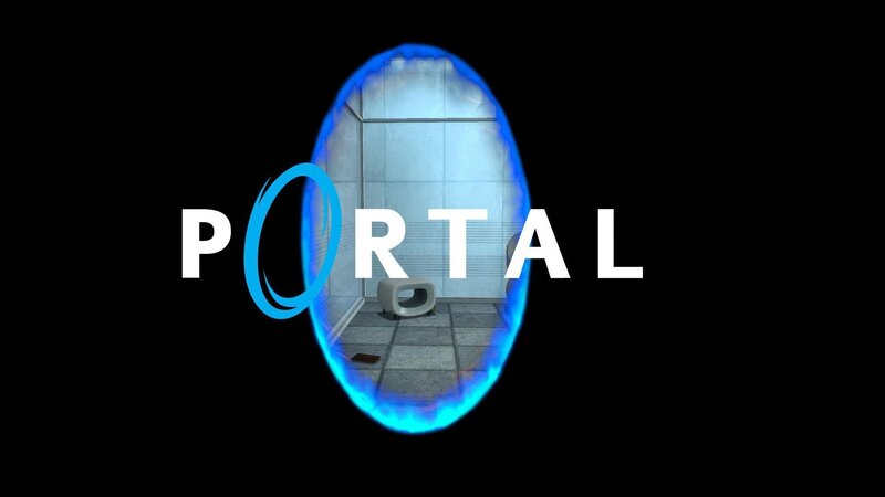 Blue Portal in Room — Black
