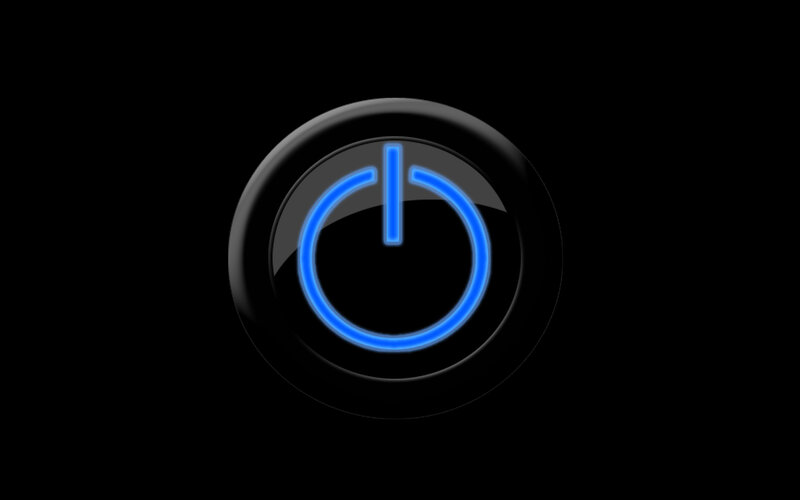 Blue Power Button — Black
