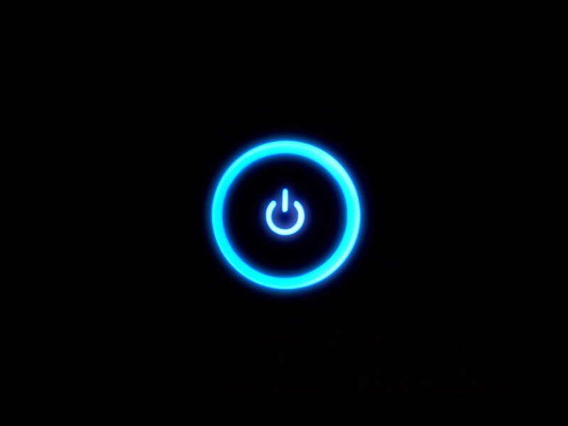 Blue Power Button — Dark