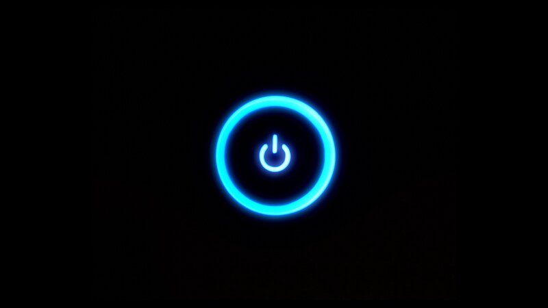 blue power button glow