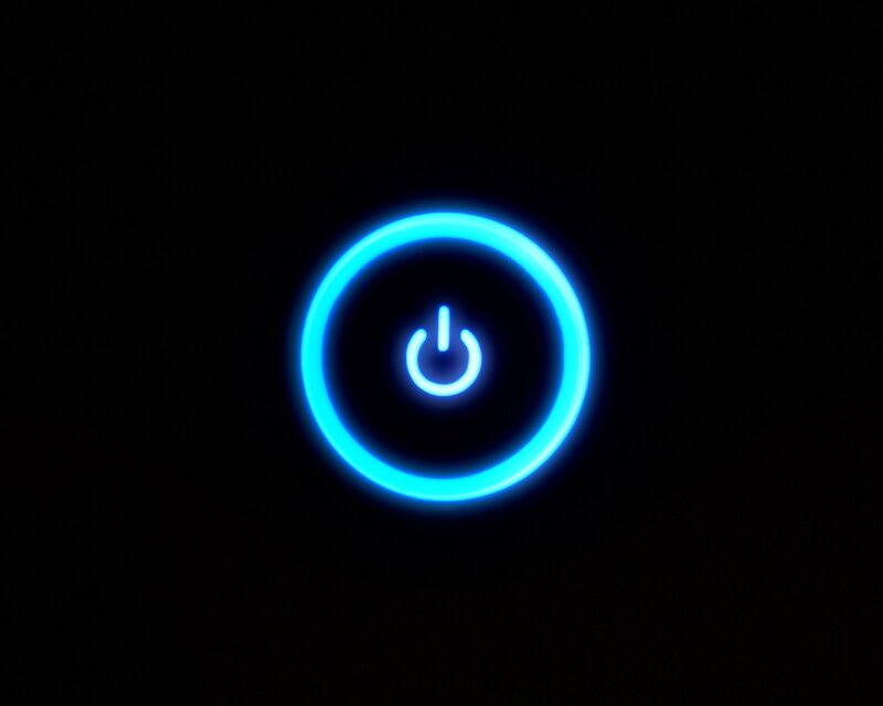 blue power button glow