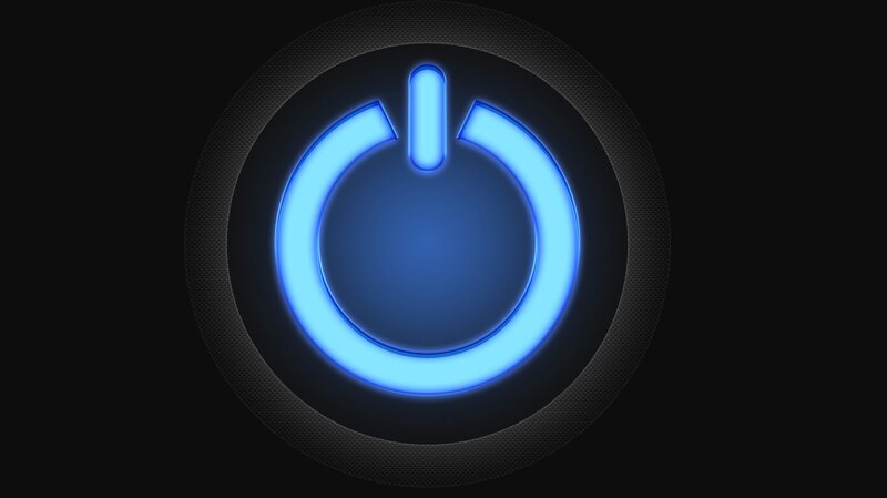 Blue Power Button Icon — Dark