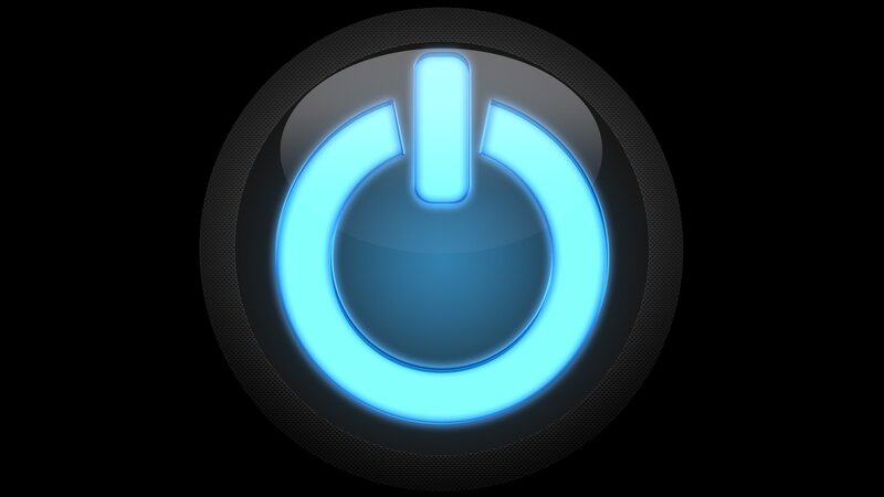 Blue Power Button Icon — Neutral