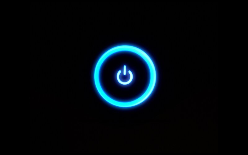 blue power button light