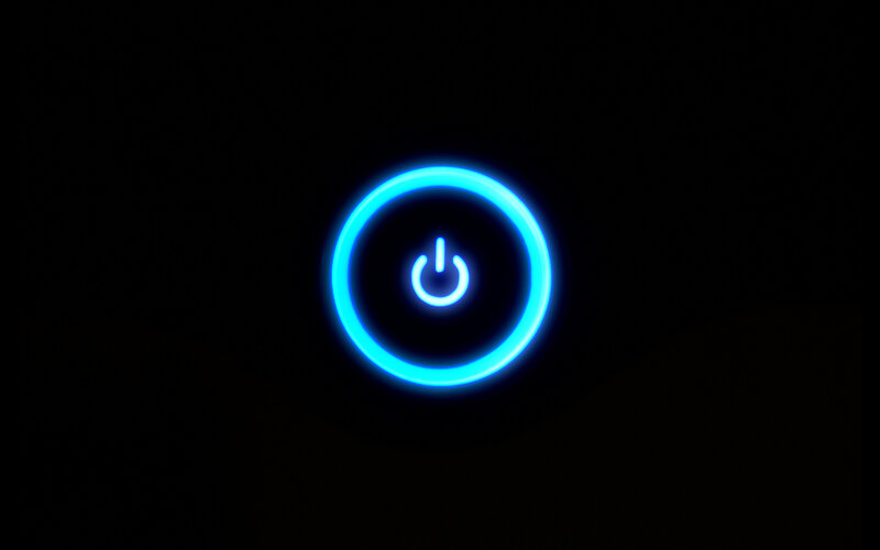 blue power button light