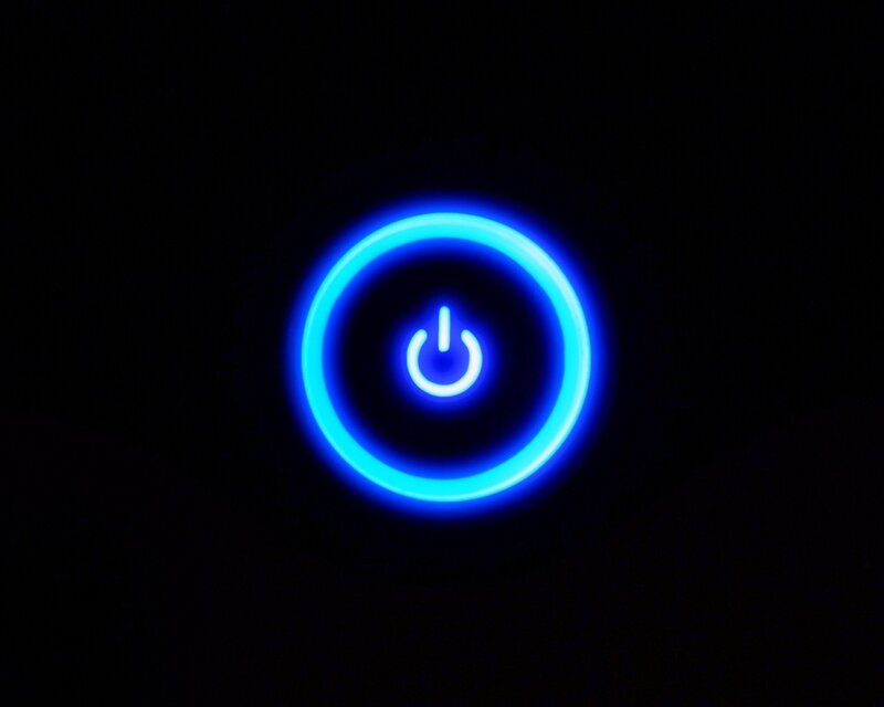 blue power button light