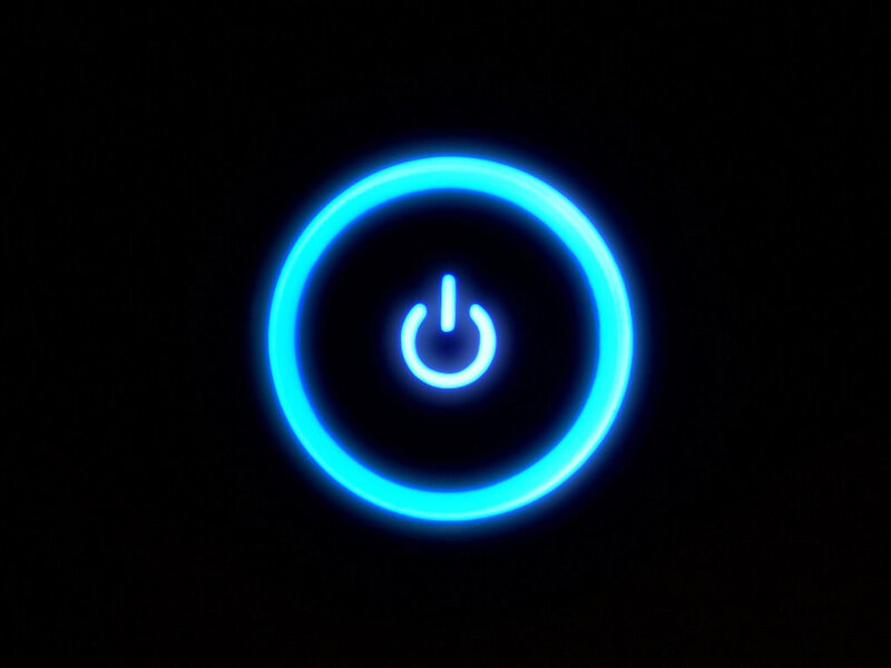 blue power button light