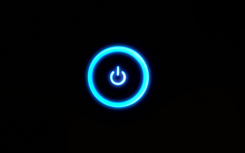 blue power button light