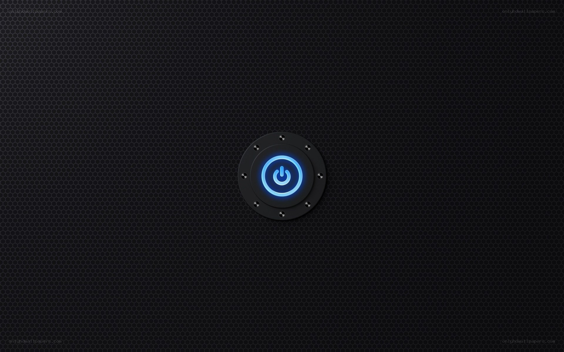 blue power button on black