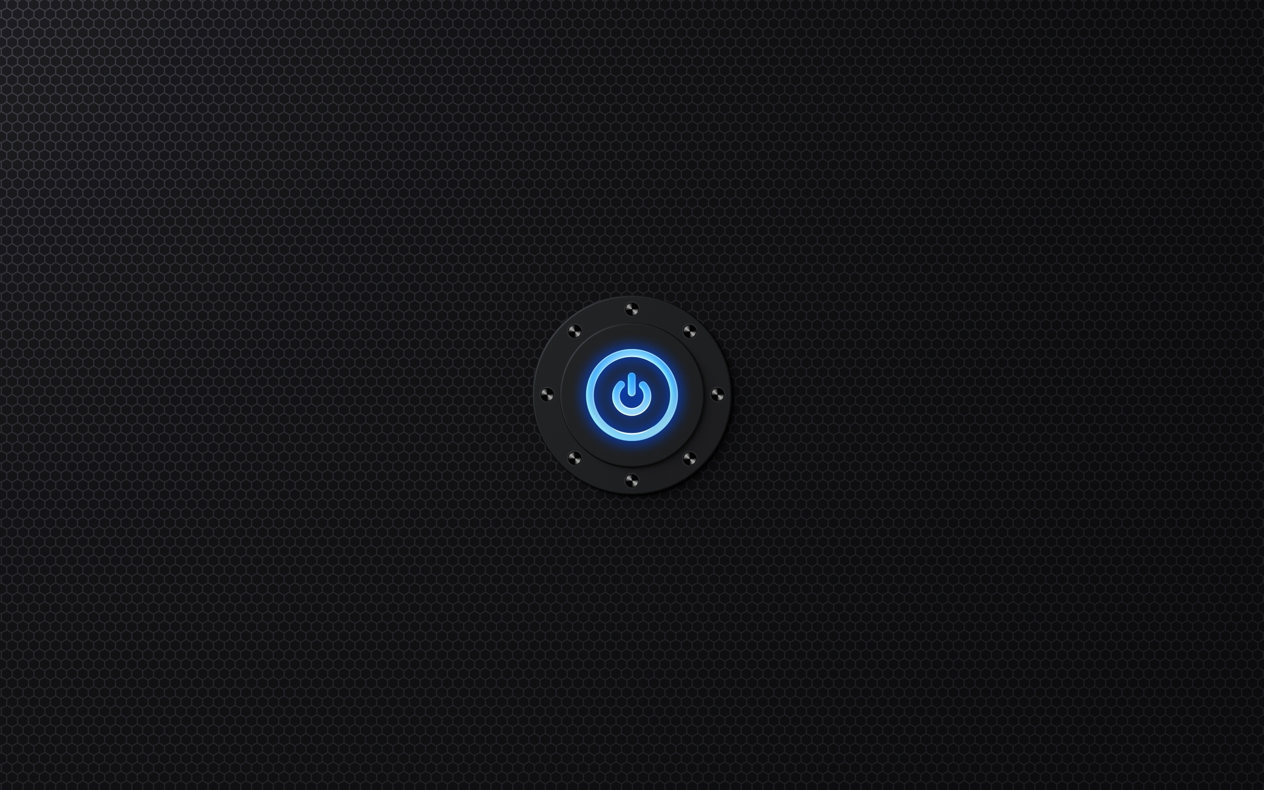blue power button on black