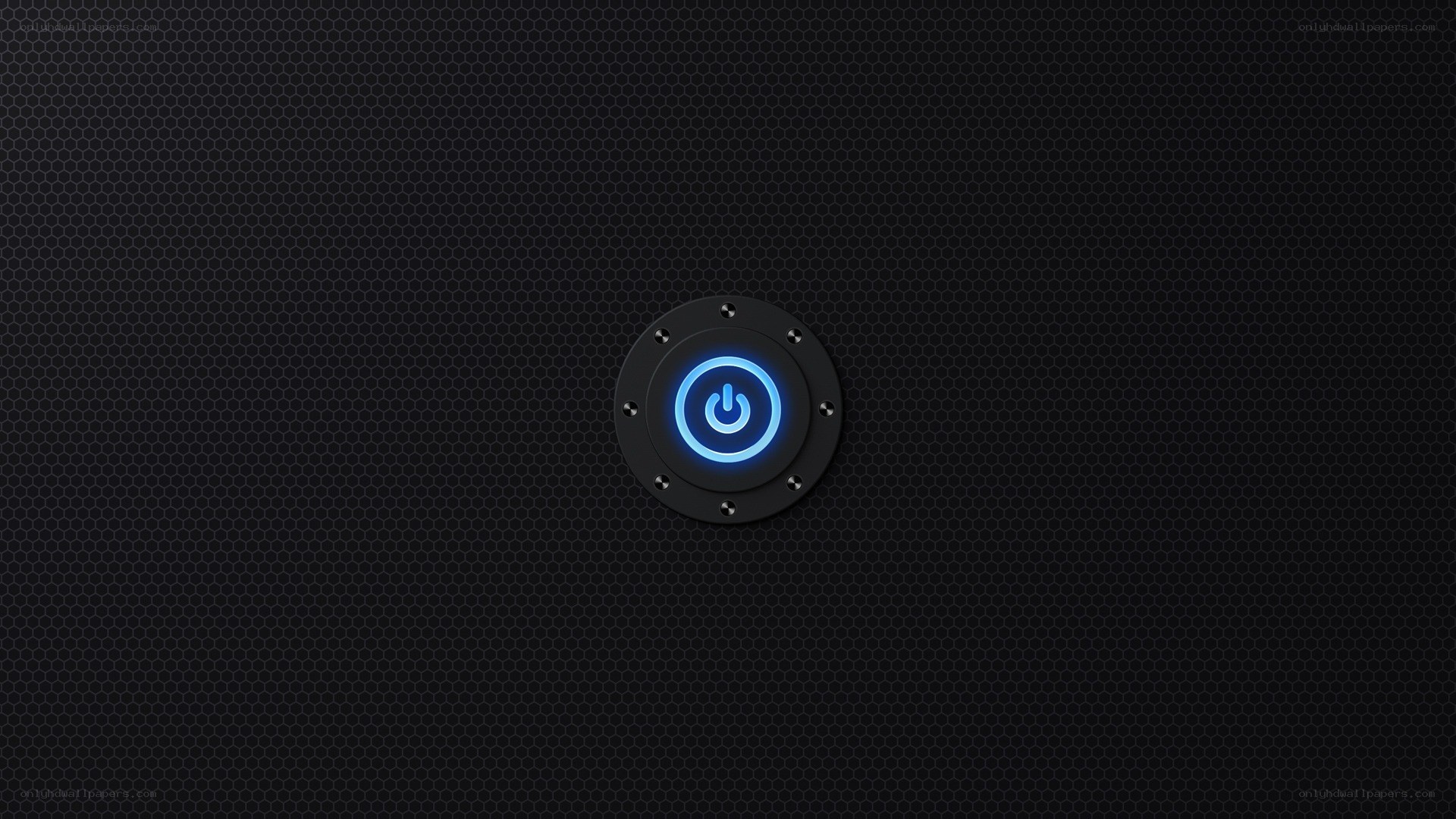 blue power button on black