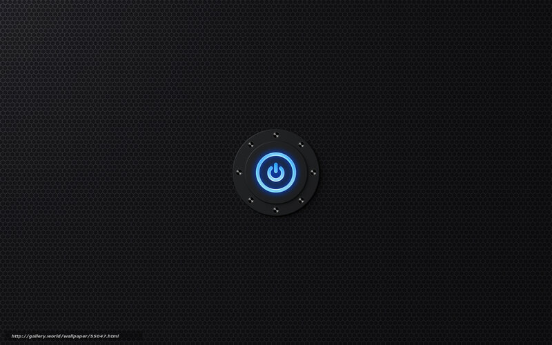 blue power button on black