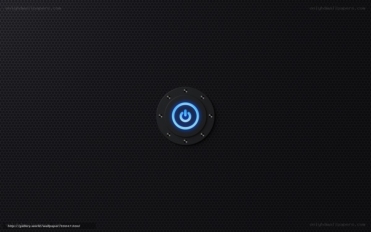 blue power button on black