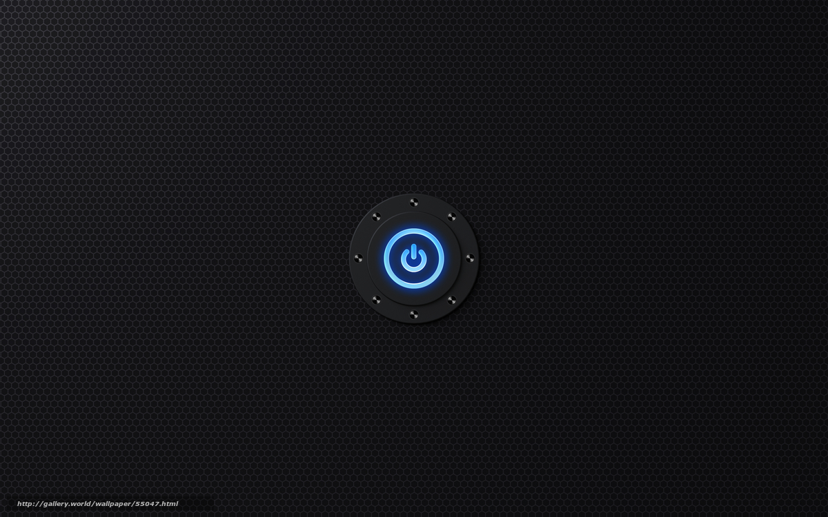 blue power button on black
