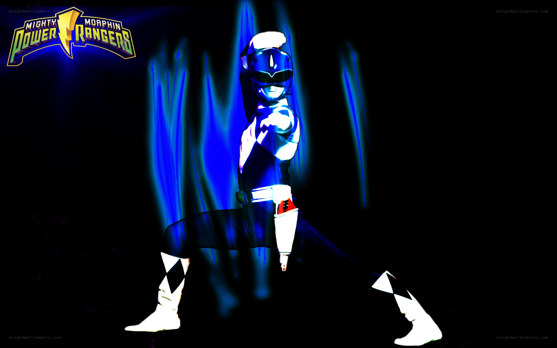 Blue Power Ranger action pose