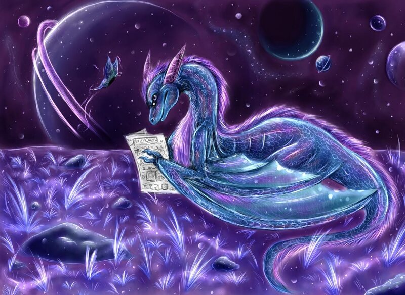 Blue-purple Dragon Reading