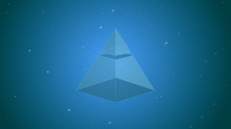 Blue pyramid in space