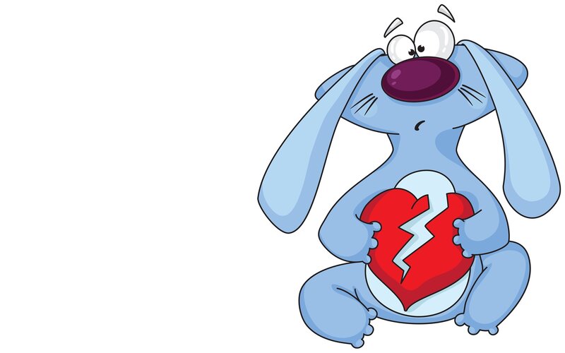 Blue Rabbit Holding Heart