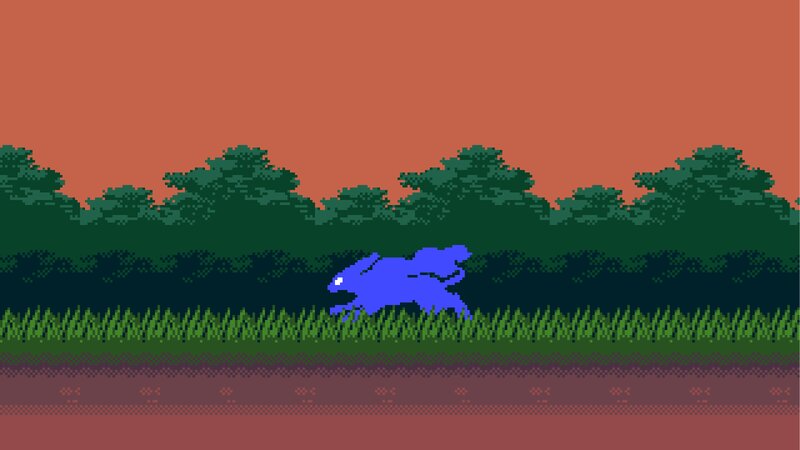 Blue Rabbit Running