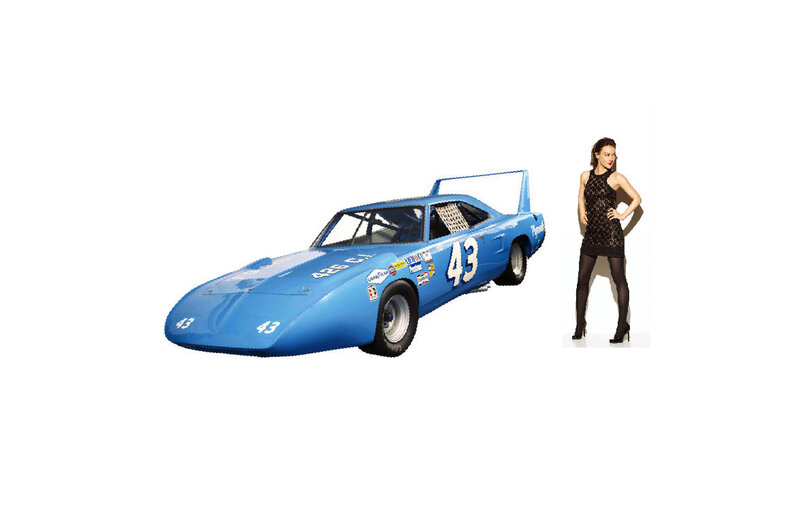 Blue Race Car and Woman