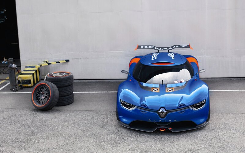 Blue Race Car — Calm, Photograph, Tires