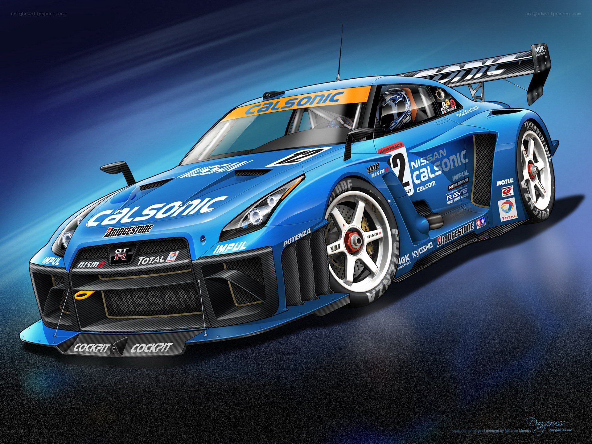 Blue race car concept art