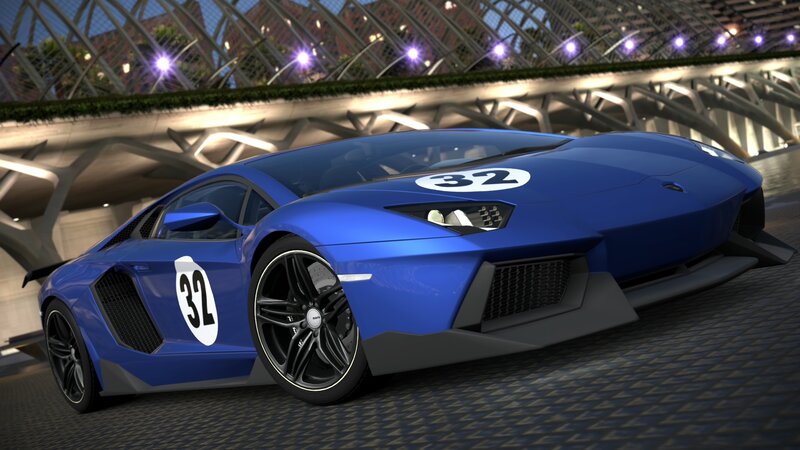 Blue Race Car — Dramatic, Night, 3d Render, Race Track