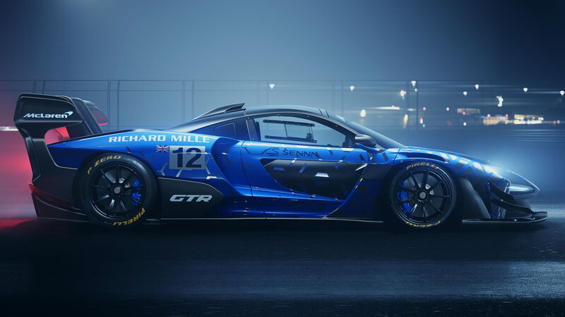 Blue Race Car — Dramatic, Night, 3d Render, Race Track, Tires