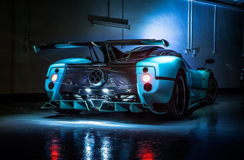 Blue Race Car — Dramatic, Night, Photograph, Carbon Fiber