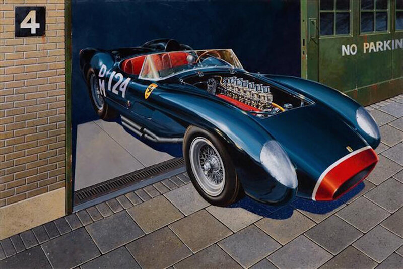 Blue Race Car — Dramatic, Painting