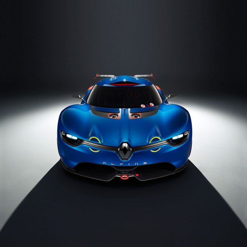 Blue Race Car — Dramatic, Photograph, Headlights