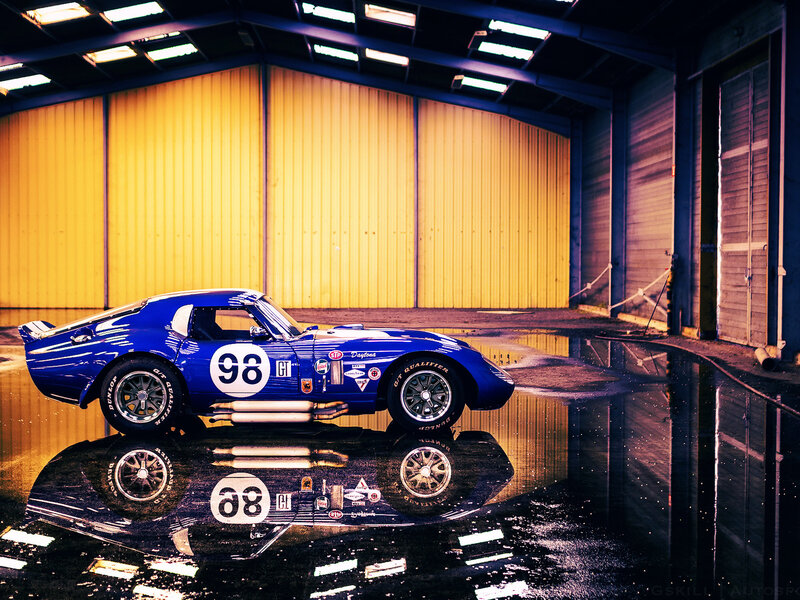Blue Race Car — Dramatic, Photograph, Race Car, Reflection