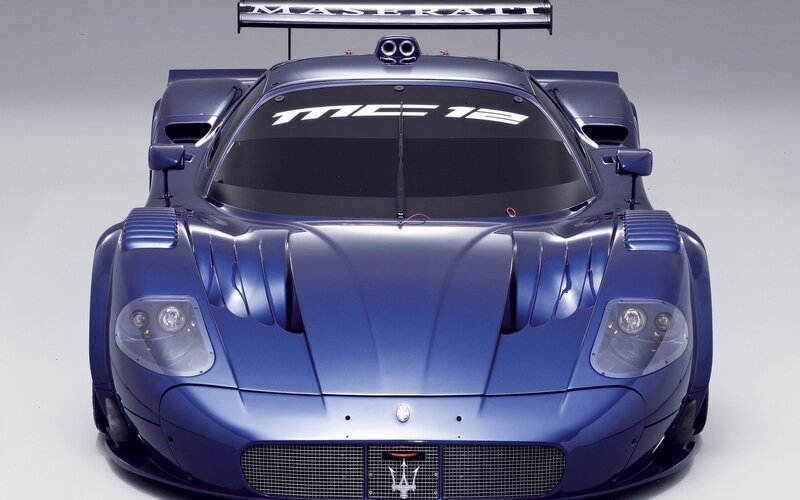Blue Race Car — Dramatic, Photograph, Windshield, Grille