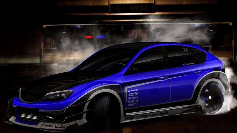 Blue Race Car Drifting — Dramatic