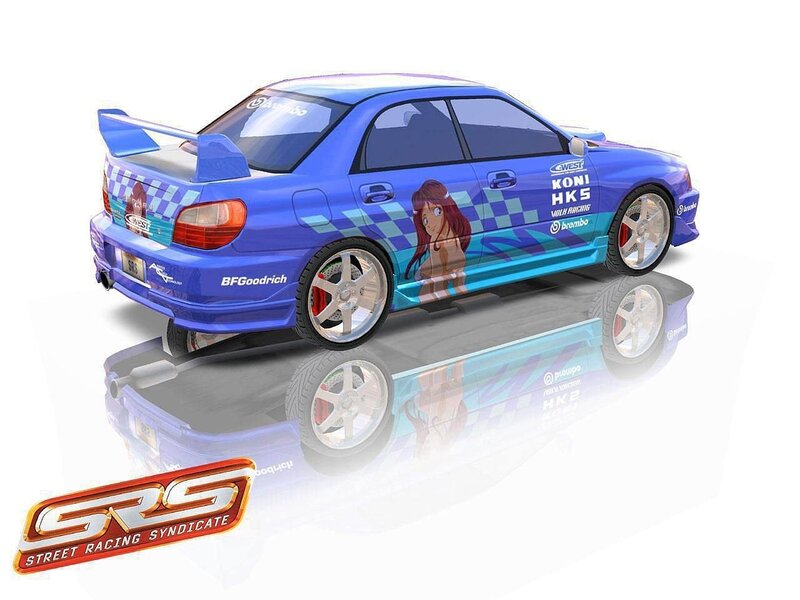 Blue Race Car — Dynamic, 3d Render, Anime Girl