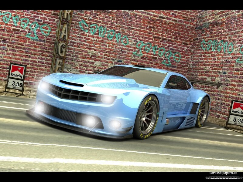Blue Race Car — Dynamic, 3d Render, Brick Wall