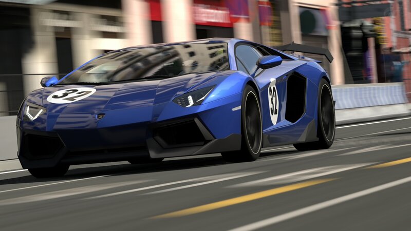 Blue Race Car — Dynamic, Afternoon, 3d Render, Race Track, Number 32