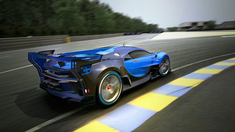 Blue Race Car — Dynamic, Afternoon, 3d Render, Race Track, Trees
