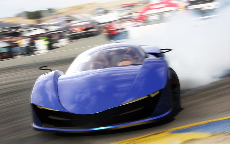 Blue Race Car — Dynamic, Afternoon, 3d Render