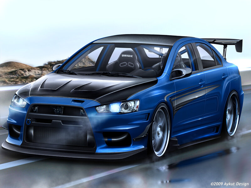 Blue Race Car — Dynamic, Digital Art, Carbon Fiber