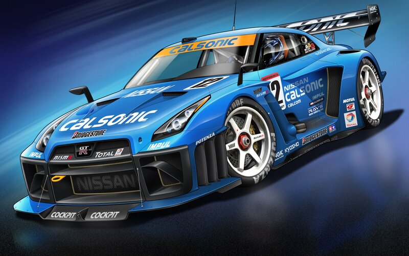 Blue Race Car — Dynamic, Digital Art, Driver