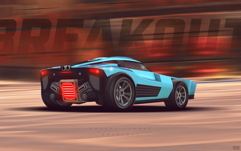 Blue Race Car — Dynamic, Digital Art, Road